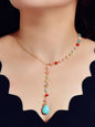 Boho Chic Handmade Colorful Beads Turquoise Water Drop Pendant Necklace Collar-0