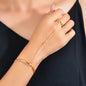 Punk Gold Chain Open Cuff Bangle with Finger Statement Women Slave Bracelets-0