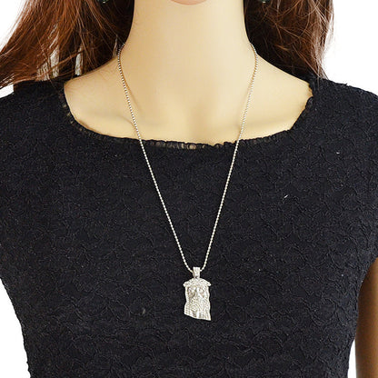 Designer Jewellery Long Silver Gold Popcorn Chain Rhinestone Avatar Pendant Necklace-0