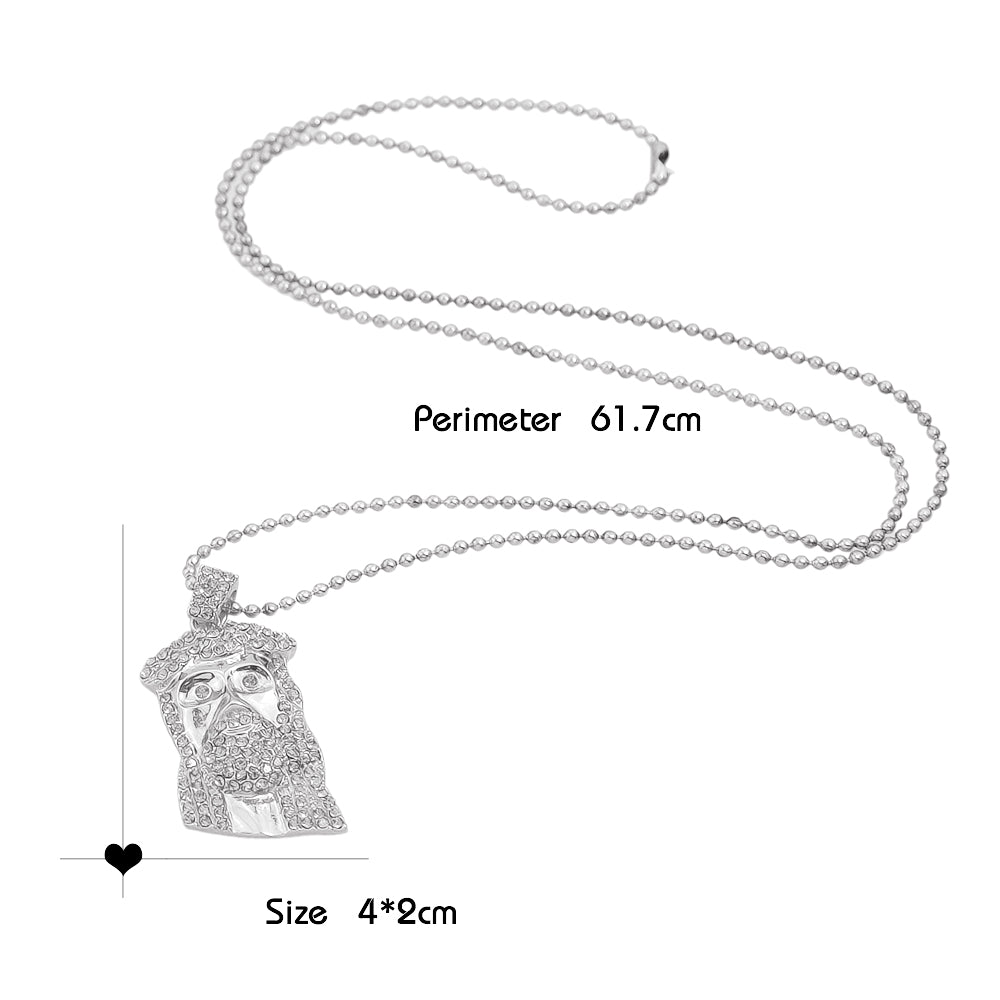 Designer Jewellery Long Silver Gold Popcorn Chain Rhinestone Avatar Pendant Necklace-3