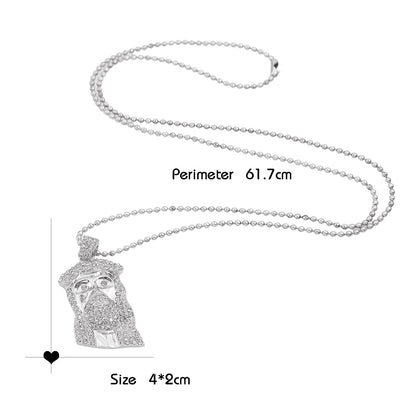 Designer Jewellery Long Silver Gold Popcorn Chain Rhinestone Avatar Pendant Necklace-3