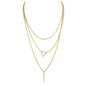 Multi-layer Gold Silver Chain Triangle Bar Charm Necklace Party Daily Jewellery-1