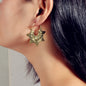 Antique Gold Silver Geometric Oxidized Intricate Hoop Dangle Vintage Earrings-0