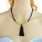 Punk Jewellery Metal Decor Black Pu Leather Tassel Charm Tattoo Choker Necklace-0
