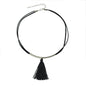 Punk Jewellery Metal Decor Black Pu Leather Tassel Charm Tattoo Choker Necklace-1