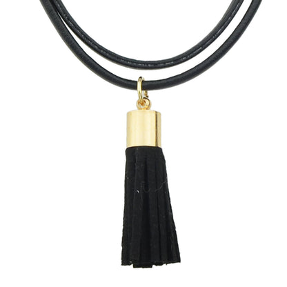 Punk 90s Black Pu Leather Tassel Charm Tattoo Choker Necklace Statement Collar-1