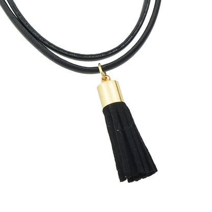 Punk 90s Black Pu Leather Tassel Charm Tattoo Choker Necklace Statement Collar-2