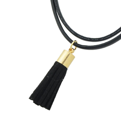 Punk 90s Black Pu Leather Tassel Charm Tattoo Choker Necklace Statement Collar-3