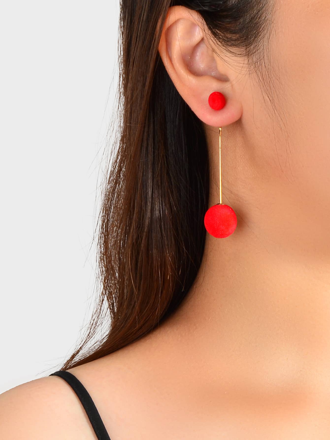 Feelontop Classic Stunning Red Round Ball Dangle Earrings Stud Blogger Jewellery-0