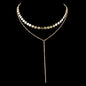 Gold Silver Double layer Round Disc Fringe Chain Necklace Tassel Collar Gift-0