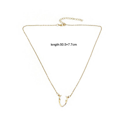 Minimalist Gold Chain Antlers Pendant Necklace Personality Creative Jewellery-2