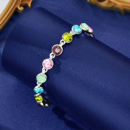 Elegant High Quality Multicolour Rhinestone Decor Bracelet Anniversary Party Prom Jewelry-4