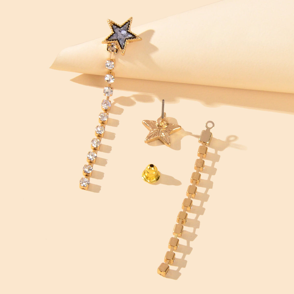 Designer Jewellery Rhinstone Long Chain Sequins Heart Star Earrings Ear Jacket-4