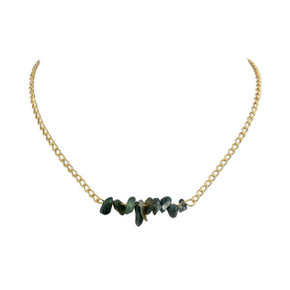Bohemian Jewelry Gold Chain Irregular Stone Decor Holiday Choker Necklace Collar-2