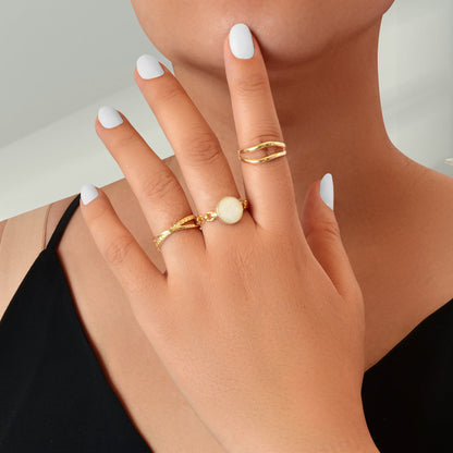 3 pcs Minimalist Round Eanmel Stackable Multiple Knuckle Midi Finger Ring Set-1
