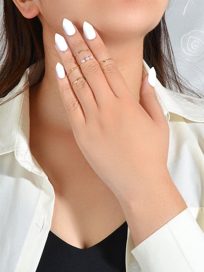 5 pcs Fashion Jewellery Pearl Decor Minimalist Finger Midi Finger Knuckle Rings-1