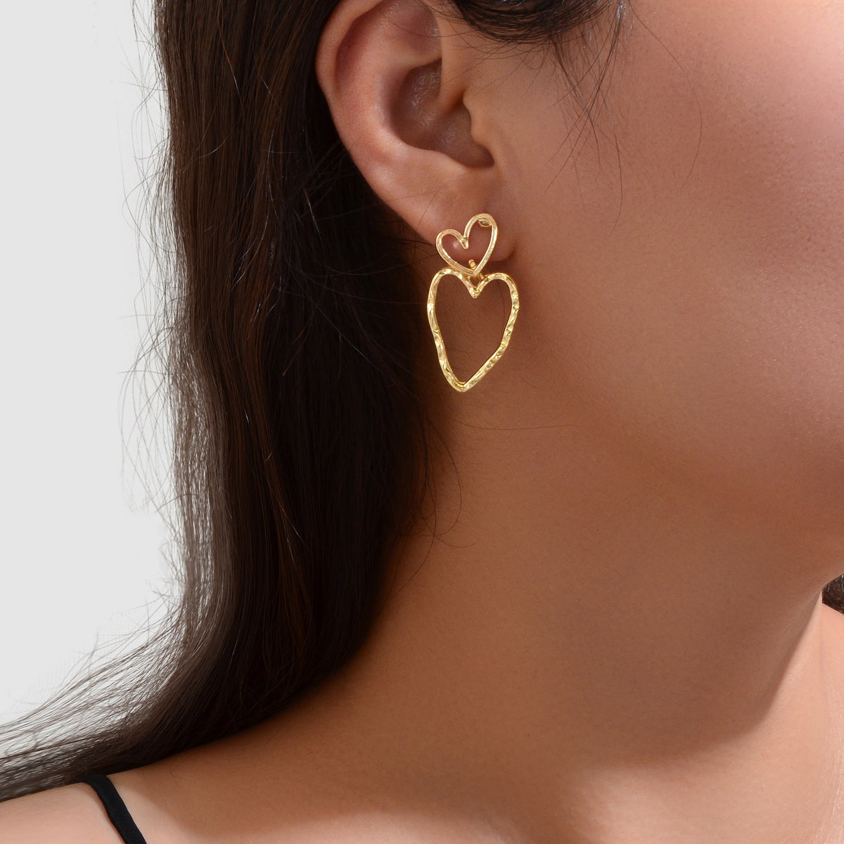 Stylish Golden Hollow Heart Dangle Earrings Women Dating Party Daily Jewelry-0
