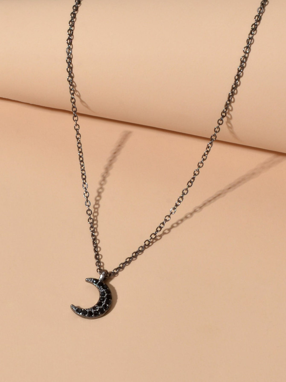 Rock Jewellery Black Cute Crescent Moon Pendant Necklace Minimalist Accessories-1