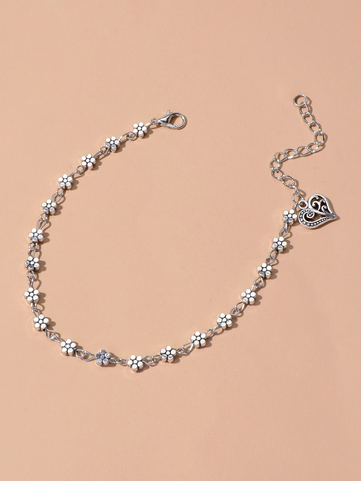 Feelontop Flower Infinity Endless Heart Charm Anklet Tribal Ethnic Foot Jewelry-2