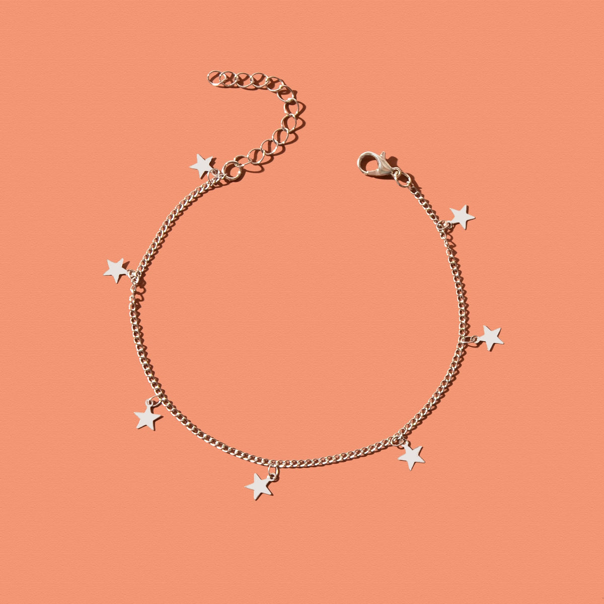 Minimalist Silvery Chain Star Charm Anklet Boho Chic Beach Vacation Foot Jewelry-1