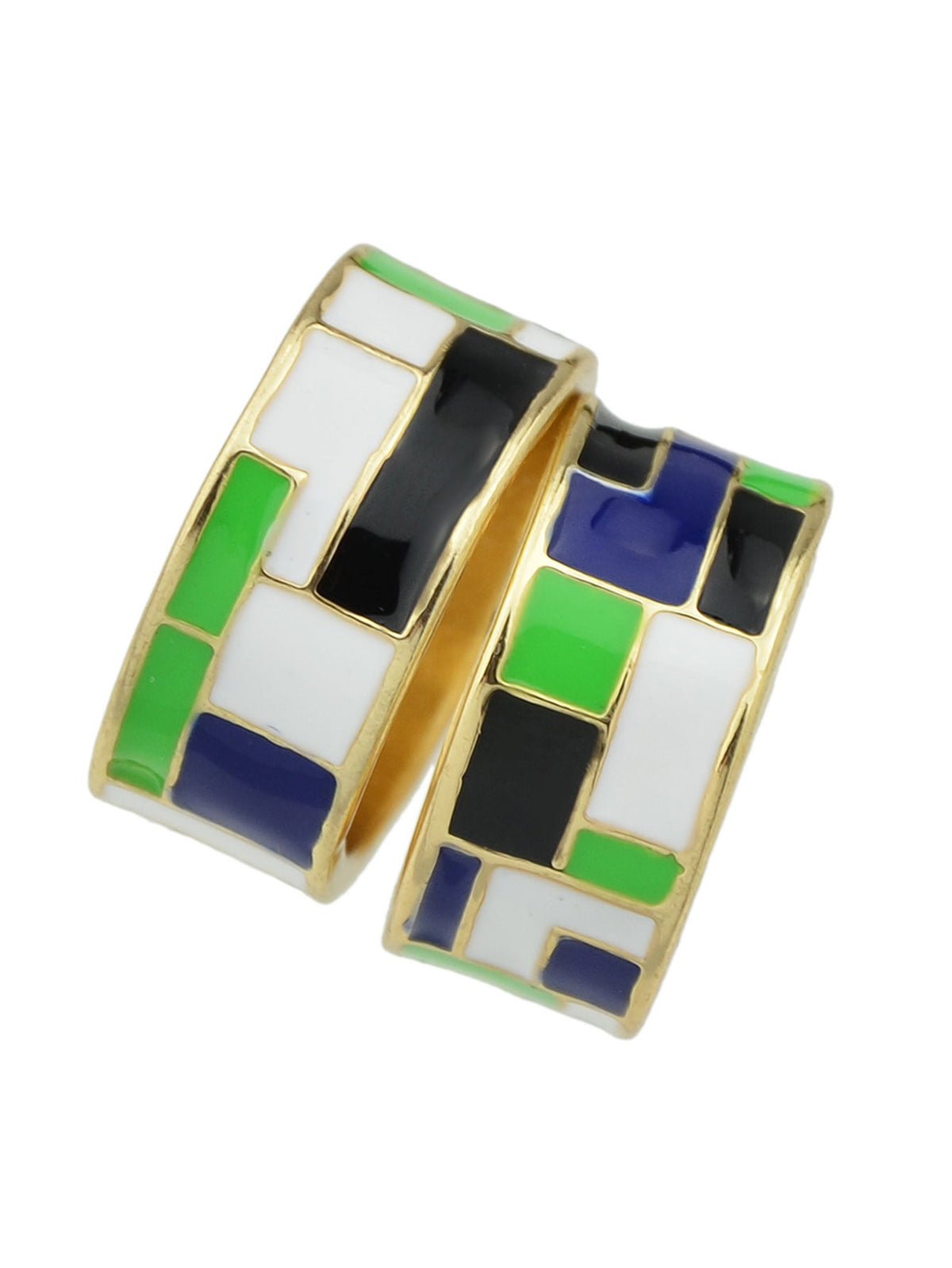 1pc Ethnic Traditional Jewellery Colorful Geometric Pattern Bohemian Finger Ring-3