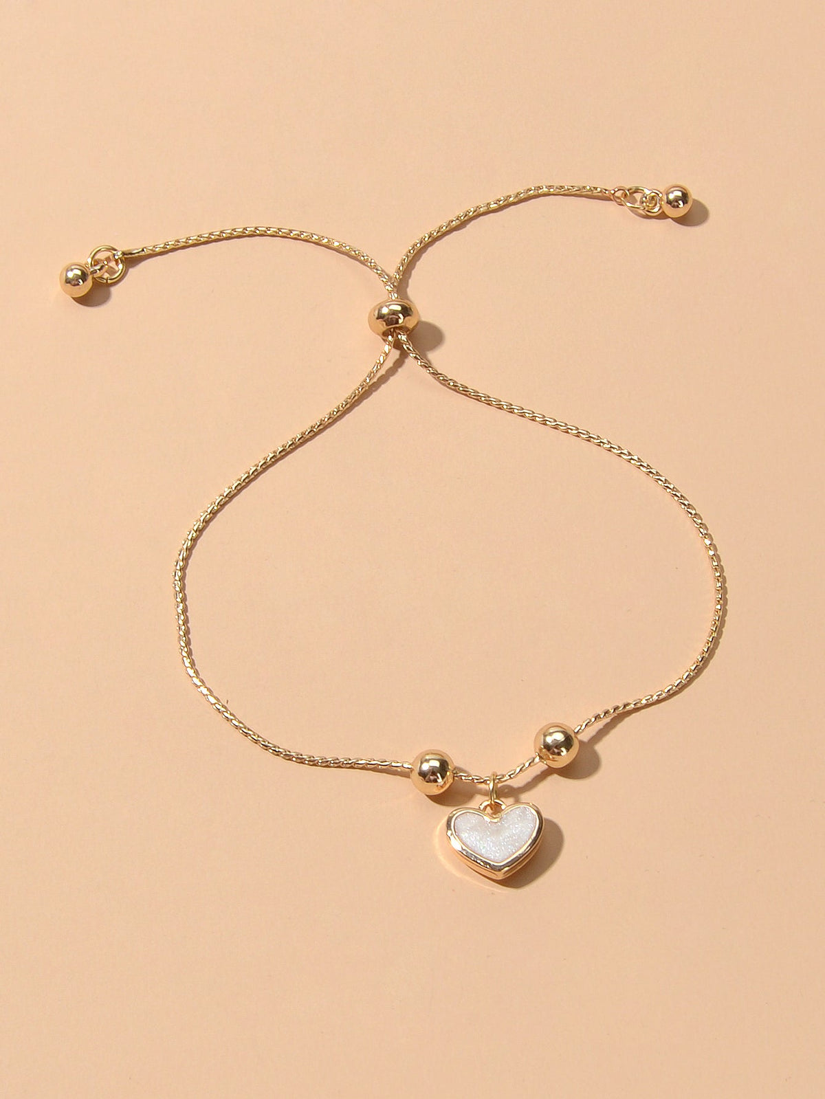 White Enamel Love Heart Charm Bracelet Adjustable Modern Trendy New Jewellery-0