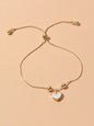 White Enamel Love Heart Charm Bracelet Adjustable Modern Trendy New Jewellery-0