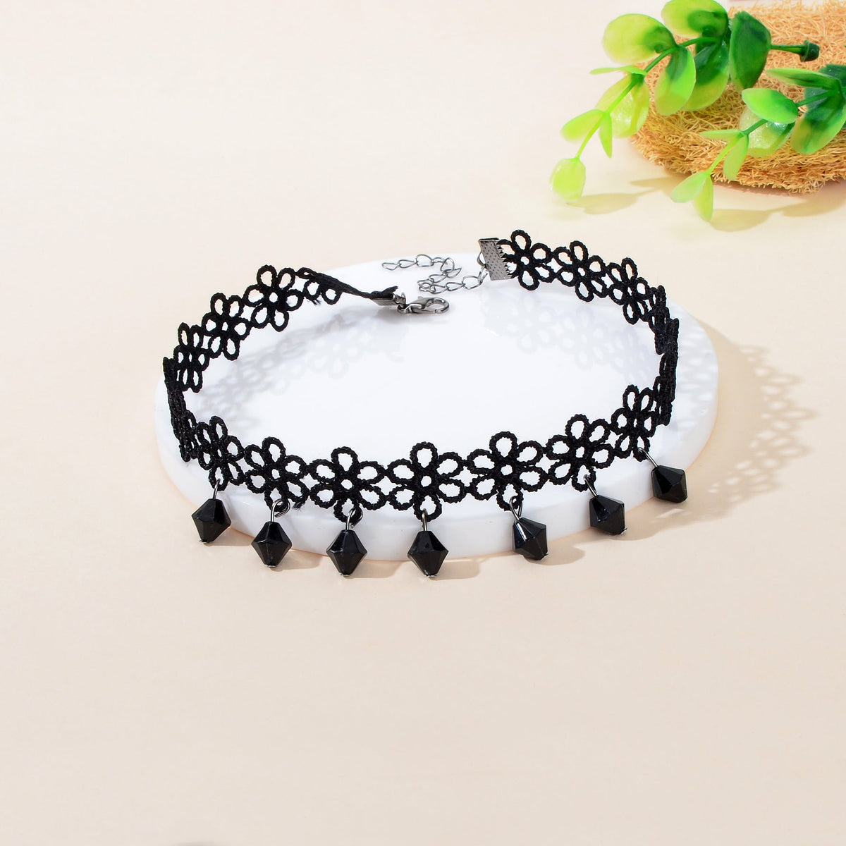 Gothic Hollow Black Flower Lace Tattoo Choker Necklace for Women Cosplay Party Jewelry-1