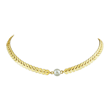 Fashion Jewellery Pearl Decor Gold Chain Arrow Choker Necklace Teens Accessories-4