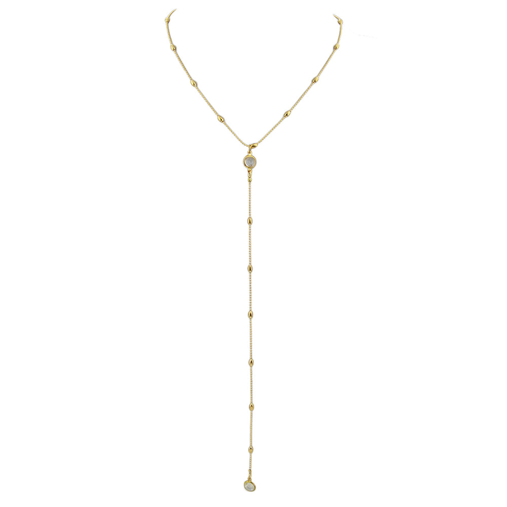 Sexy Gold Silver Beads Long Y shape Pendant Necklace Girls Teens Party Jewellery-3
