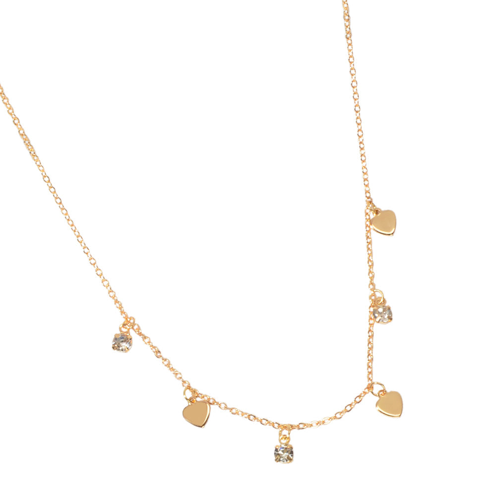 Gold Silver Chain Rhinestone Love Heart Disc Pendant Necklace Teens Party Gift-2