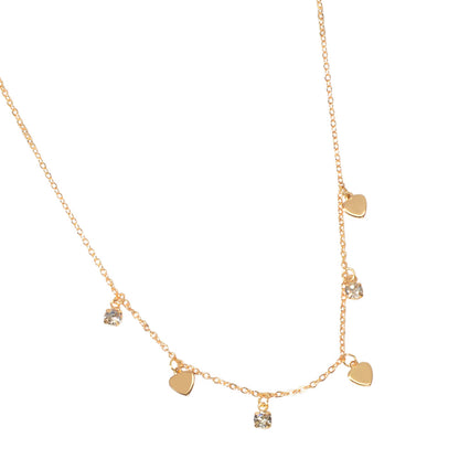 Gold Silver Chain Rhinestone Love Heart Disc Pendant Necklace Teens Party Gift-2