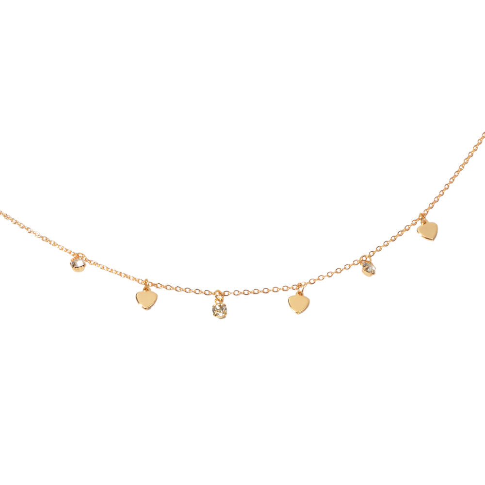 Gold Silver Chain Rhinestone Love Heart Disc Pendant Necklace Teens Party Gift-3
