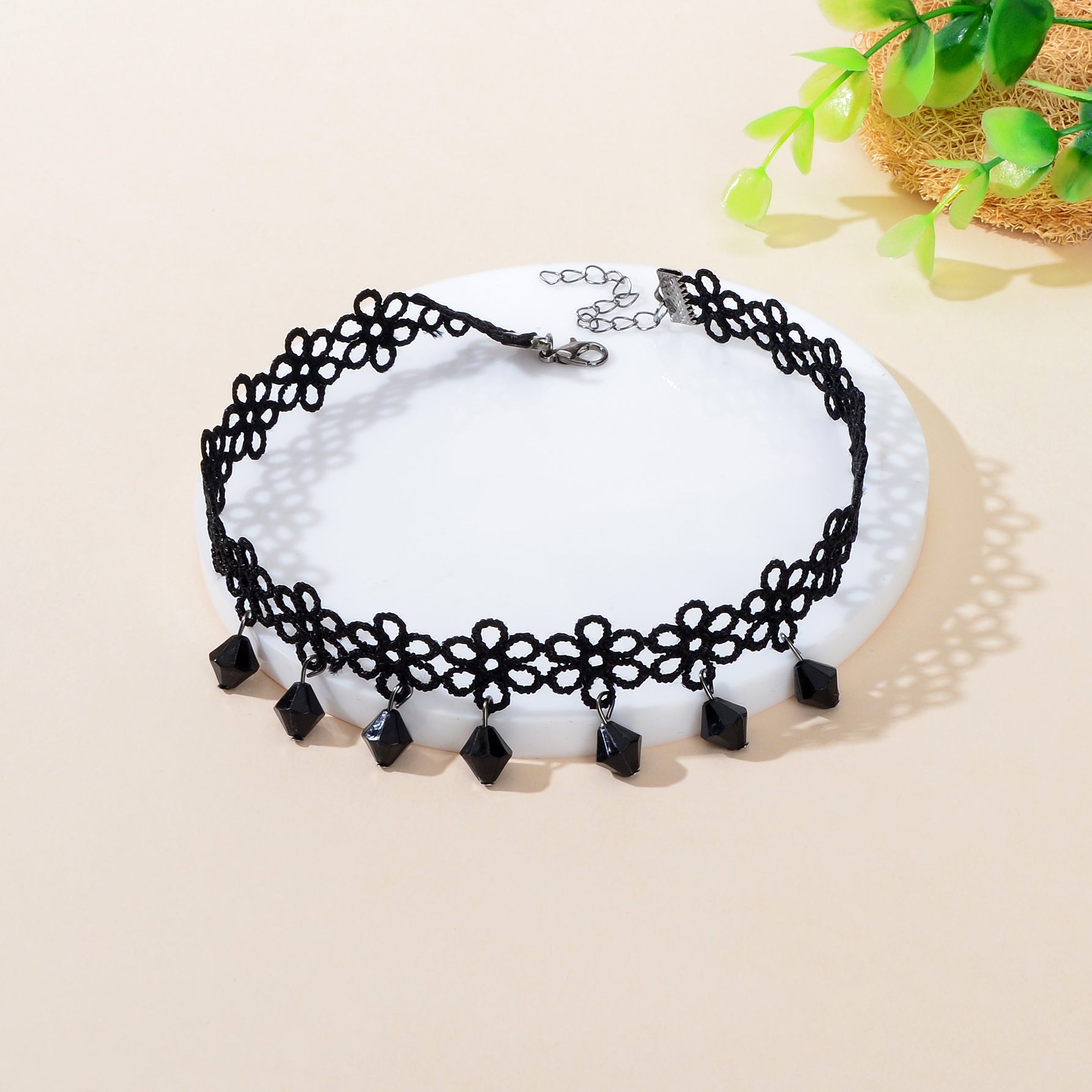Gothic Hollow Black Flower Lace Tattoo Choker Necklace for Women Cosplay Party Jewelry-2