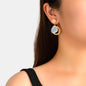 Elegant Round Water Drop Beads Gold Circle Dangle Hypoallergenic Stud Earrings-0