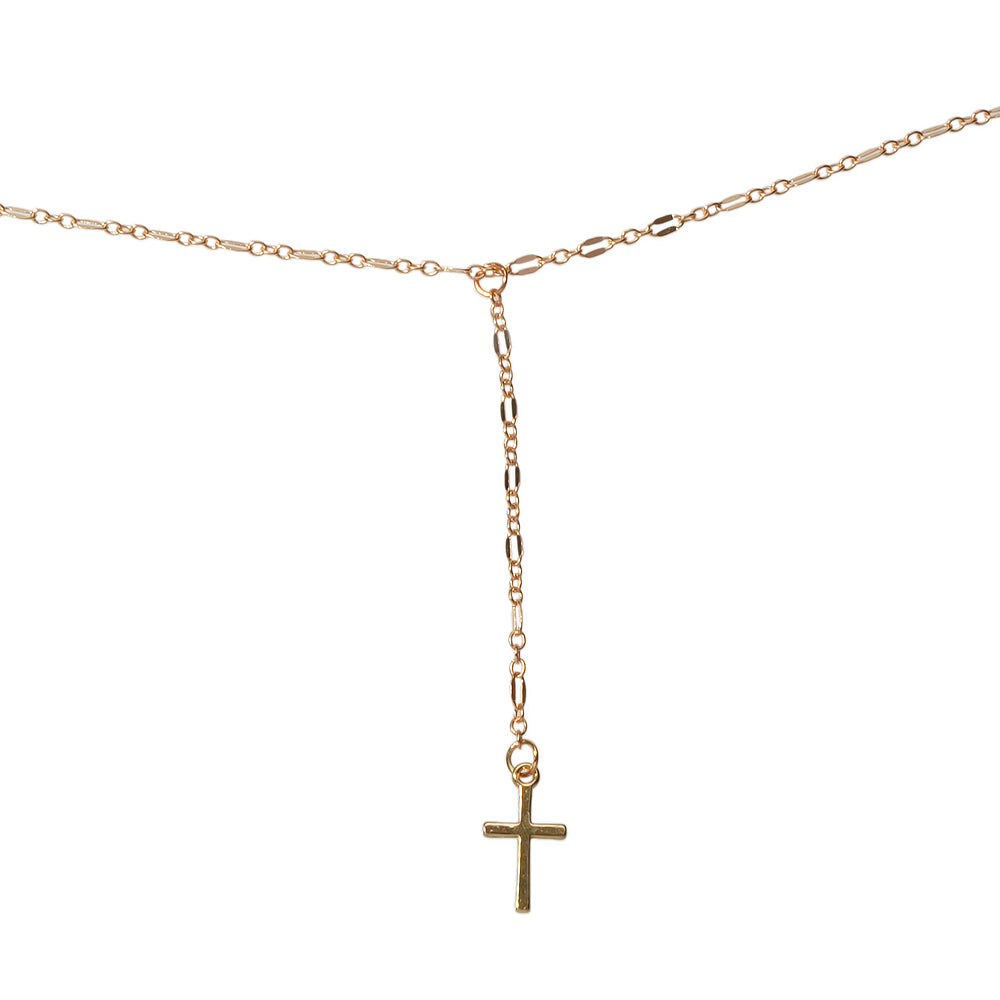 Punk Jewellery Gold Chain Y-lariat Cross Pendant Fringe Necklace Wholesale Price-3