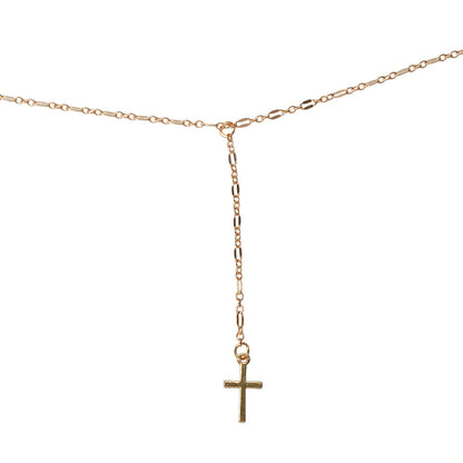 Punk Jewellery Gold Chain Y-lariat Cross Pendant Fringe Necklace Wholesale Price-3