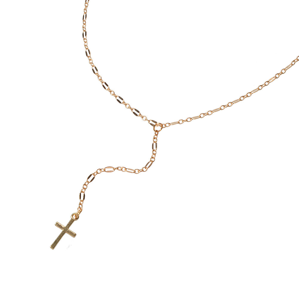 Punk Jewellery Gold Chain Y-lariat Cross Pendant Fringe Necklace Wholesale Price-4