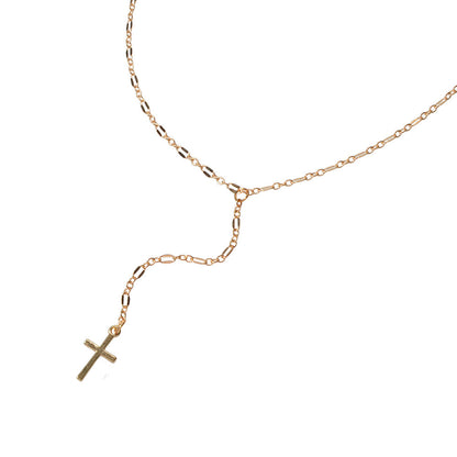 Punk Jewellery Gold Chain Y-lariat Cross Pendant Fringe Necklace Wholesale Price-4
