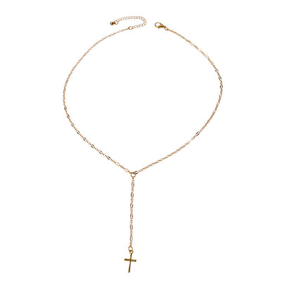 Punk Jewellery Gold Chain Y-lariat Cross Pendant Fringe Necklace Wholesale Price-1