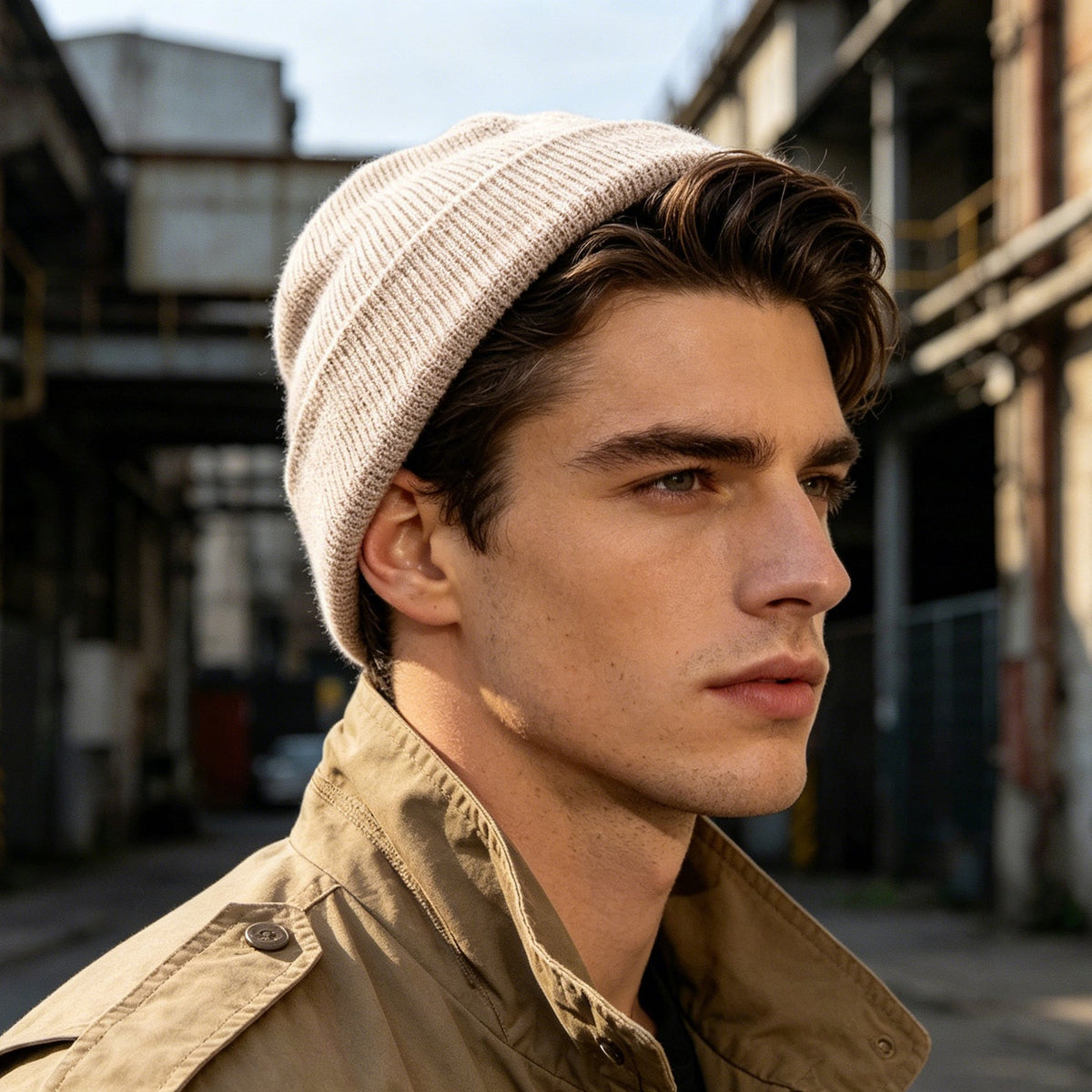 Black Beige Gray Beanie Soft Ribbed Cuffed Knit Men Hat Winter Urban Streetwear-1