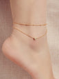 1 pc Beach Foot Jewellery Double layer Gold Chain Heart Charm Boho Chic Anklet-0