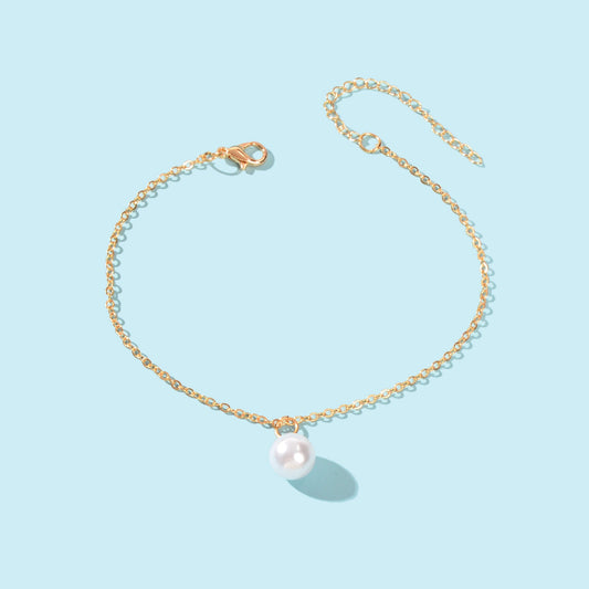 Adjustable Beach Pearl Charm Anklet Women Boho Ankle Gold Foot Chain Jewellery-1