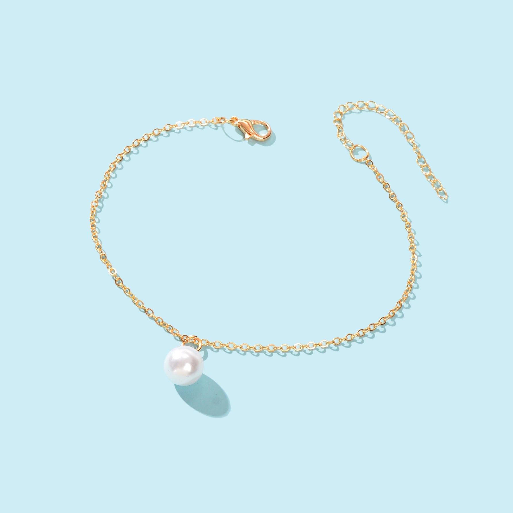 Adjustable Beach Pearl Charm Anklet Women Boho Ankle Gold Foot Chain Jewellery-2