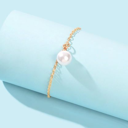 Adjustable Beach Pearl Charm Anklet Women Boho Ankle Gold Foot Chain Jewellery-4