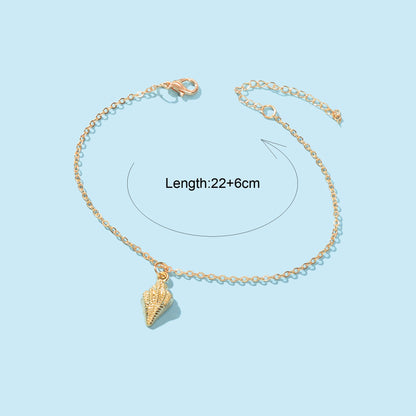 Gold Color Adjustable Conch Charm Anklet Ocean Beach Chain Holiday Foot Jewelry-3