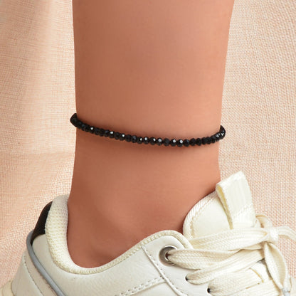 Handmade Beach Stylish Black Beads Foot Chain Anklet Bracelet Vacation Jewellery-0
