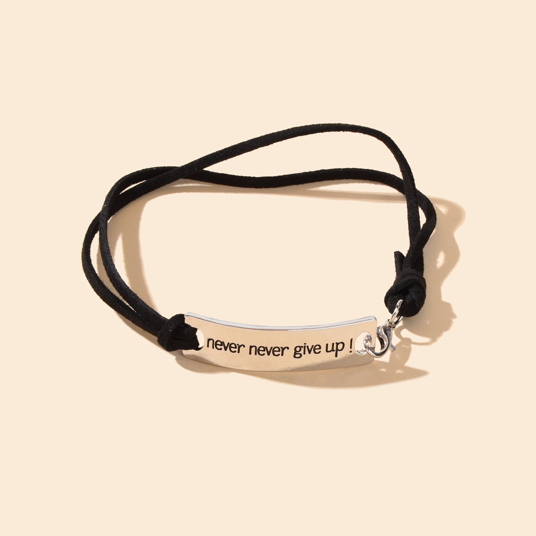 Minimalist Foot Jewellery PU leather Rope Silver with Letters Rectangular Metal Decor Anklet-1
