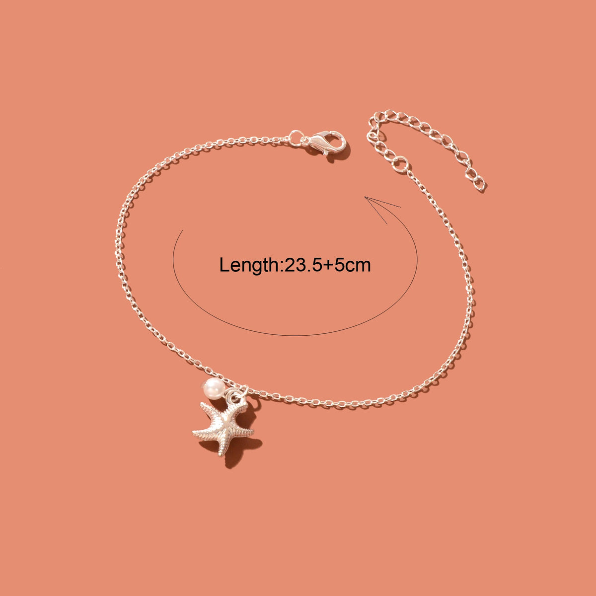 Foot Jewelry Starfish Imitation Pearl Charm Silvery Chain Anklet Beach Accessories-3