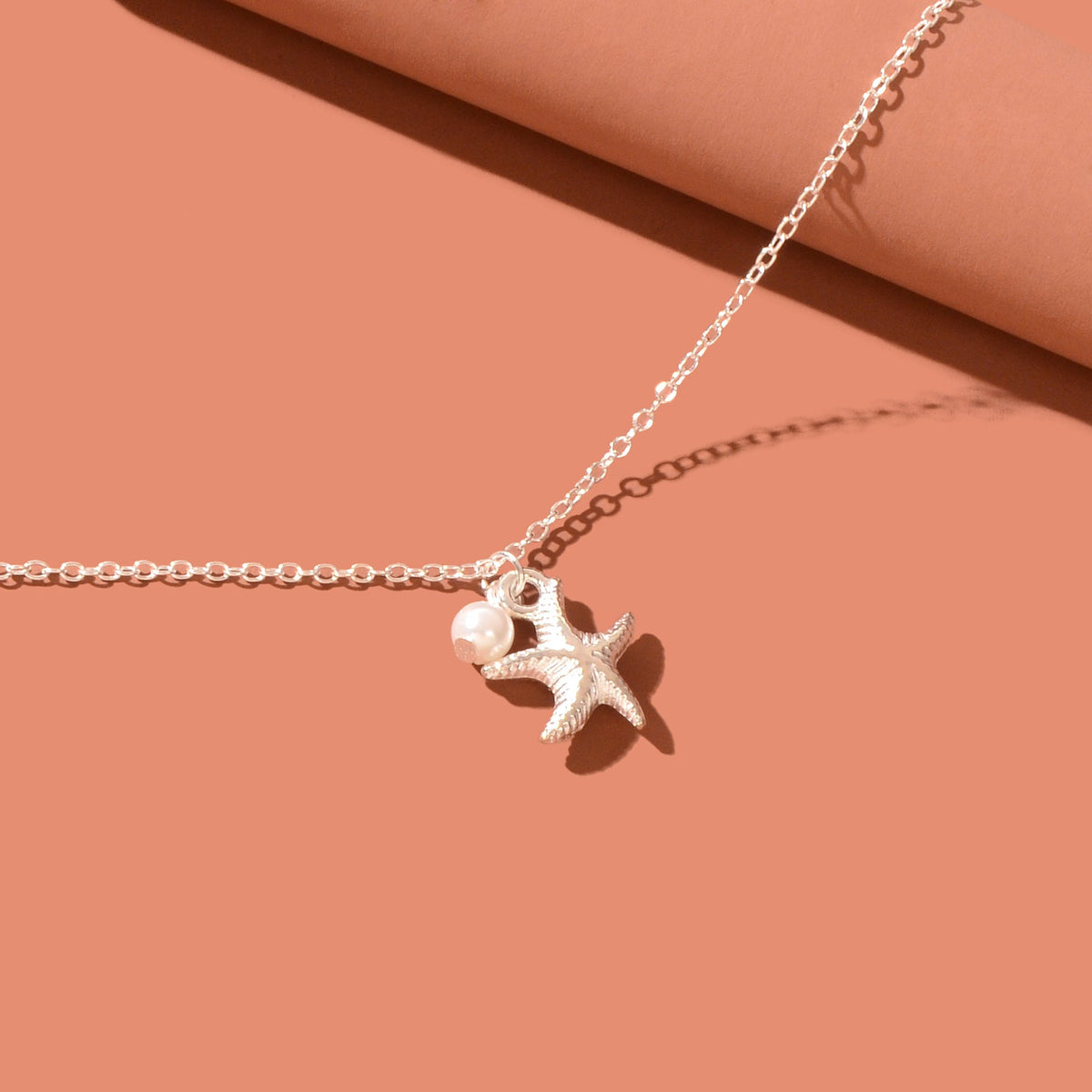 Foot Jewelry Starfish Imitation Pearl Charm Silvery Chain Anklet Beach Accessories-4